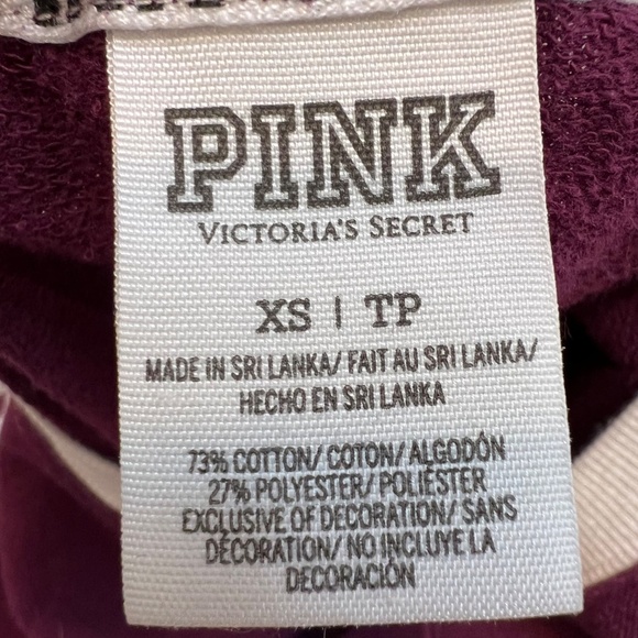 |•PINK•| Victoria's Secret PINK Maroon LOVE PINK Back Long Sleeve Sz XS (Small) - Picture 11 of 15